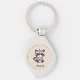 Schattigee Cartoon Wasbeer Custom Sleutelhanger