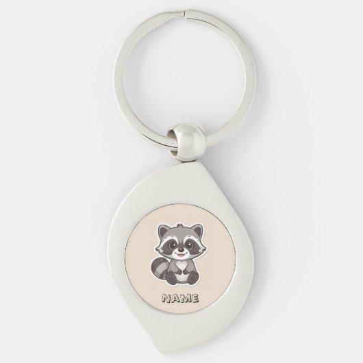 Schattigee Cartoon Wasbeer Custom Sleutelhanger (Voorkant)