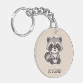 Schattigee Cartoon Wasbeer Custom Sleutelhanger (Voorkant Links)