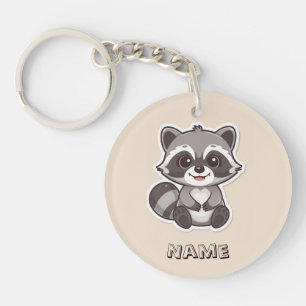 Schattigee Cartoon Wasbeer Custom Sleutelhanger