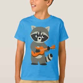 Schattigee Cartoon wasbeer spelen gitaar Kinder T- T-shirt