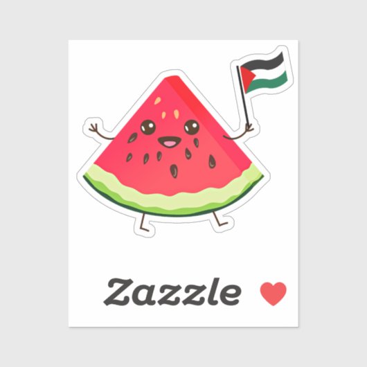 Schattigee Cartoon Watermeloen met Palestijnse vla Sticker (Vel)