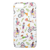 Schattigee Cartoon Waterverf Meisjes Patroon Case-Mate iPhone Case (Achterkant)