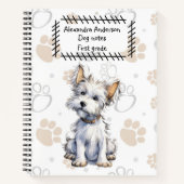 Schattigee Cartoon Westi Puppy op Pootjes Print Notitieboek (Voorkant)