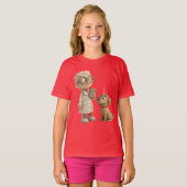 Schattigee Cartoon wetenschapper en hond - Geeky 3 T-shirt (Voorkant volledig)