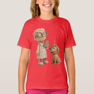Schattigee Cartoon wetenschapper en hond - Geeky 3 T-shirt