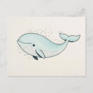 Schattigee Cartoon Whale Drawing Briefkaart