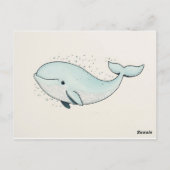 Schattigee Cartoon Whale Drawing Briefkaart (Achterkant)