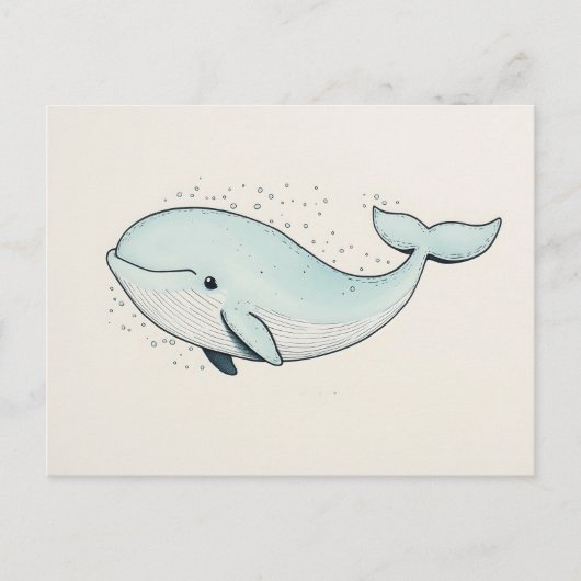 Schattigee Cartoon Whale Drawing Briefkaart (Voorkant)