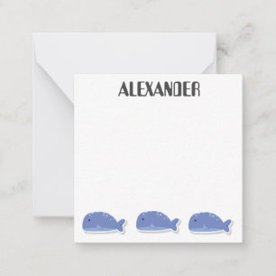 Schattigee cartoon Whale gepersonaliseerd Notitiekaartje