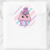 Schattigee Cartoon Whimsical Eenhoorn Cupcake Ronde Sticker (Tas)