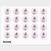 Schattigee Cartoon Whimsical Roze Eenhoorn Cupcake Ronde Sticker (Vel)