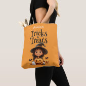 Schattigee Cartoon Witch Ghosts Pumpkins Trick & T Tote Bag (Dichtbij)