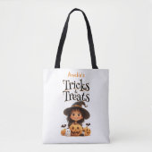 Schattigee Cartoon Witch Ghosts Pumpkins Trick & T Tote Bag (Voorkant)