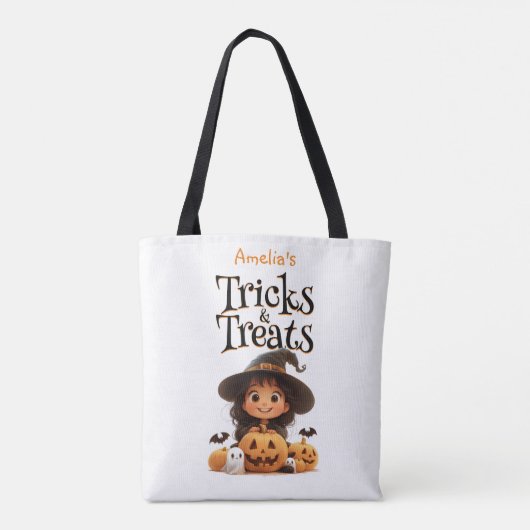 Schattigee Cartoon Witch Ghosts Pumpkins Trick & T Tote Bag (Achterkant)