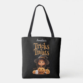 Schattigee Cartoon Witch Ghosts Pumpkins Trick & T Tote Bag