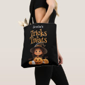 Schattigee Cartoon Witch Ghosts Pumpkins Trick & T Tote Bag (Dichtbij)