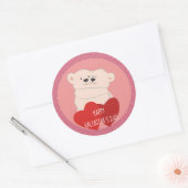 Schattigee Cartoon Witte Beren Knuffel Roze Valent Ronde Sticker (Envelop)