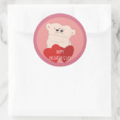 Schattigee Cartoon Witte Beren Knuffel Roze Valent Ronde Sticker (Tas)