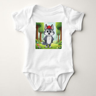Schattigee Cartoon Wolf Baby Bodysuit - Forest Wal