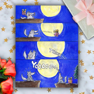 Schattigee Cartoon Wolf Comic dank u briefkaart