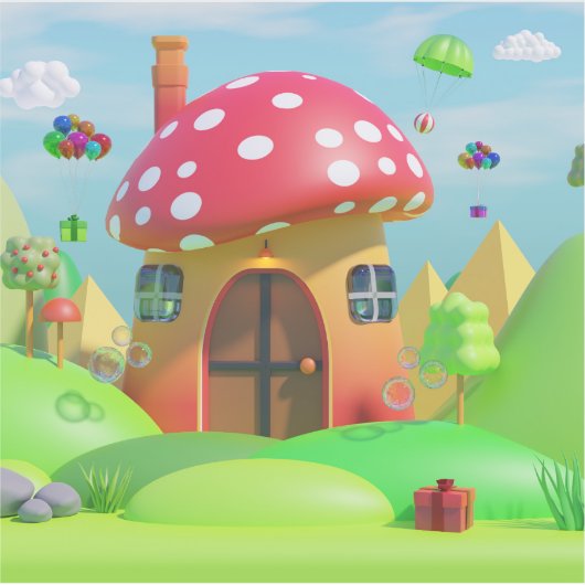 Schattigee Cartoon Wonderland: aangepaste gesneden Sticker (Voorkant)