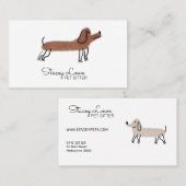 Schattigee Cartoon Worst Honden Huisdier Sitter |  Visitekaartje (Voorkant / Achterkant)