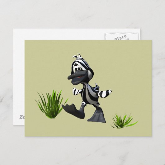 Schattigee Cartoon Zebra Duck Briefkaart (Voorkant / Achterkant)