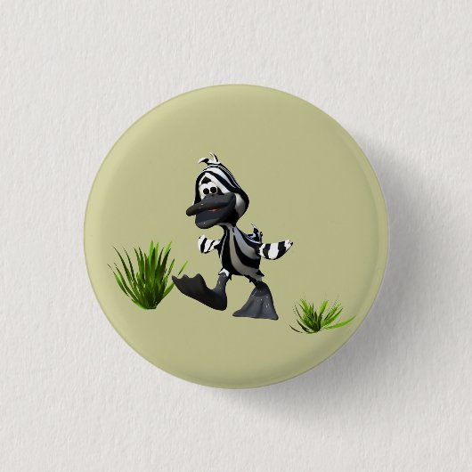 Schattigee Cartoon Zebra Duck Ronde Button 3,2 Cm (Voorkant)