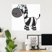 Schattigee Cartoon Zebra Grappig Dierkarakter Poster (Thuiskantoor)