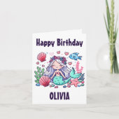 Schattigee Cartoon Zeemeermin Gepersonaliseerde Ve Kaart (Voorkant)