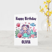 Schattigee Cartoon Zeemeermin Gepersonaliseerde Ve Kaart (Gele Bloem)