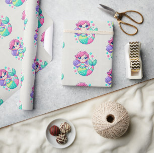 Schattigee Cartoon Zeemeermin Inpakpapier Kinder C