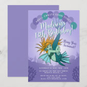 Schattigee Cartoon Zeemeermin Paarse 13e Verjaarda Kaart (Voorkant / Achterkant)