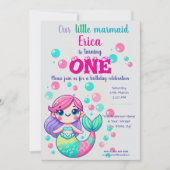 Schattigee Cartoon Zeemeermin Verjaardagsuitnodigi Kaart (Voorkant)