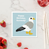 Schattigee Cartoon zeemeeuw, lichtblauw gepersonal Servet (Insitu)