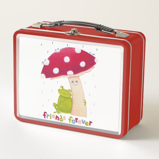 Schattigee cartoon zitkikker en paddenstoel in de  (Voorkant)