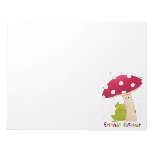 Schattigee cartoon zitkikker en paddenstoel in de  notitieblok (Voorkant)