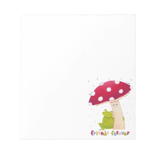 Schattigee cartoon zitkikker en paddenstoel in de notitieblok (Voorkant)
