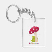 Schattigee cartoon zitkikker en paddenstoel in de sleutelhanger (Voorkant Links)