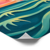 Schattigee Cartoon zon zonneschijn oceaan Poster (Hoek)