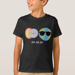 Schattigee Cartoon Zonsverduistering Aangepaste da T-shirt