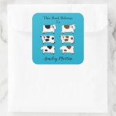 Schattigee Cartoon Zuivel Koeien Bookplate Vierkante Sticker (Tas)