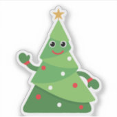 Schattigee Cartoon zwaaien kerstboom | feestelijk Sticker (Voorkant)