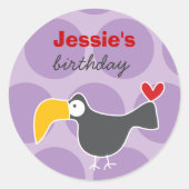 Schattigee Cartoon Zwart Toucan Leuk Kind Verjaard Ronde Sticker (Voorkant)