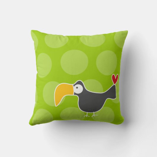 Schattigee Cartoon Zwart Toucan Vogel Liefde Leuke Kussen (Achterkant)