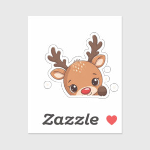 Schattigee cartoonachtige baby herten gluren vanaf sticker