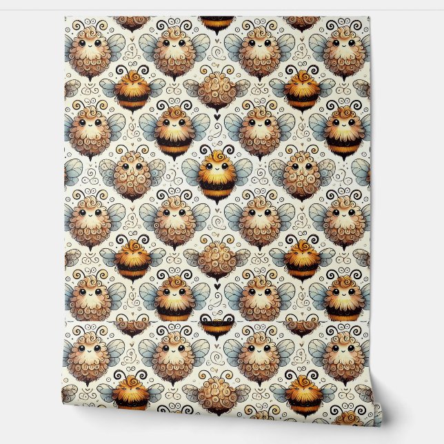 Schattigee, cartoonachtige bij behang (Afrollen)