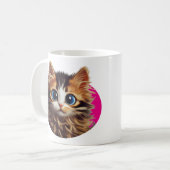 Schattigee cartoonachtige kitten ontworpen mok (Voorkant links)