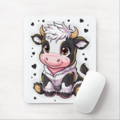 Schattigee cartoonachtige koe met grote expressiev muismat (Met muis)